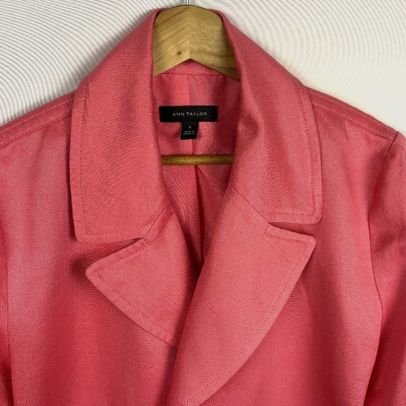 Ann Taylor Womens Crop Open Front Blazer Sz M Coral Pink Office Business Career - Picture 2 of 9